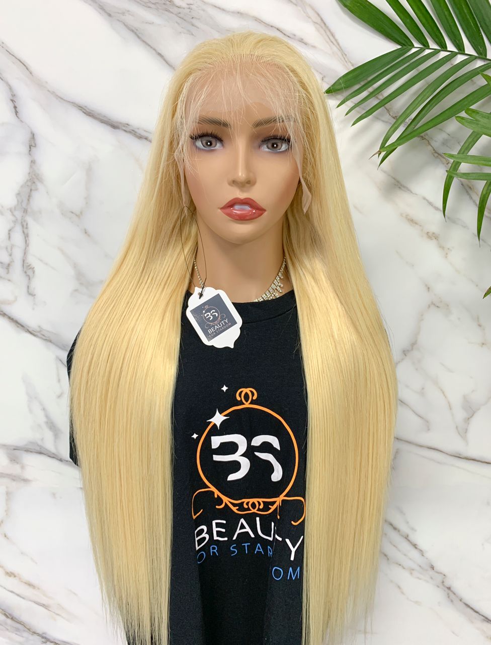 Virgin hair  straight 613 lace frontal wig 28inch, 200% density