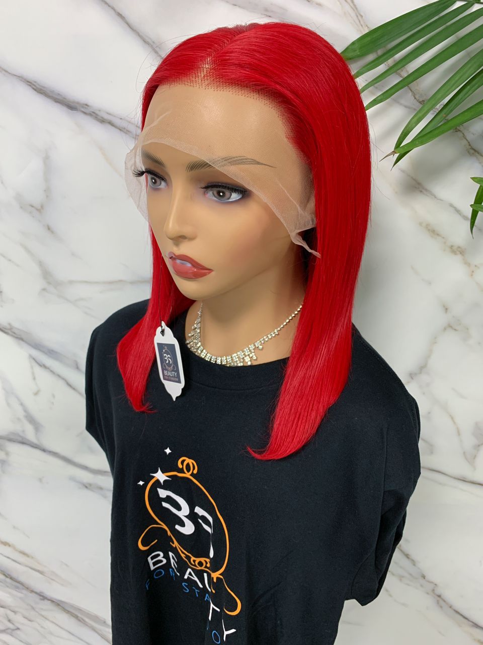 12inch Red middle Bob straight wig. 13*4 lace frontal wig