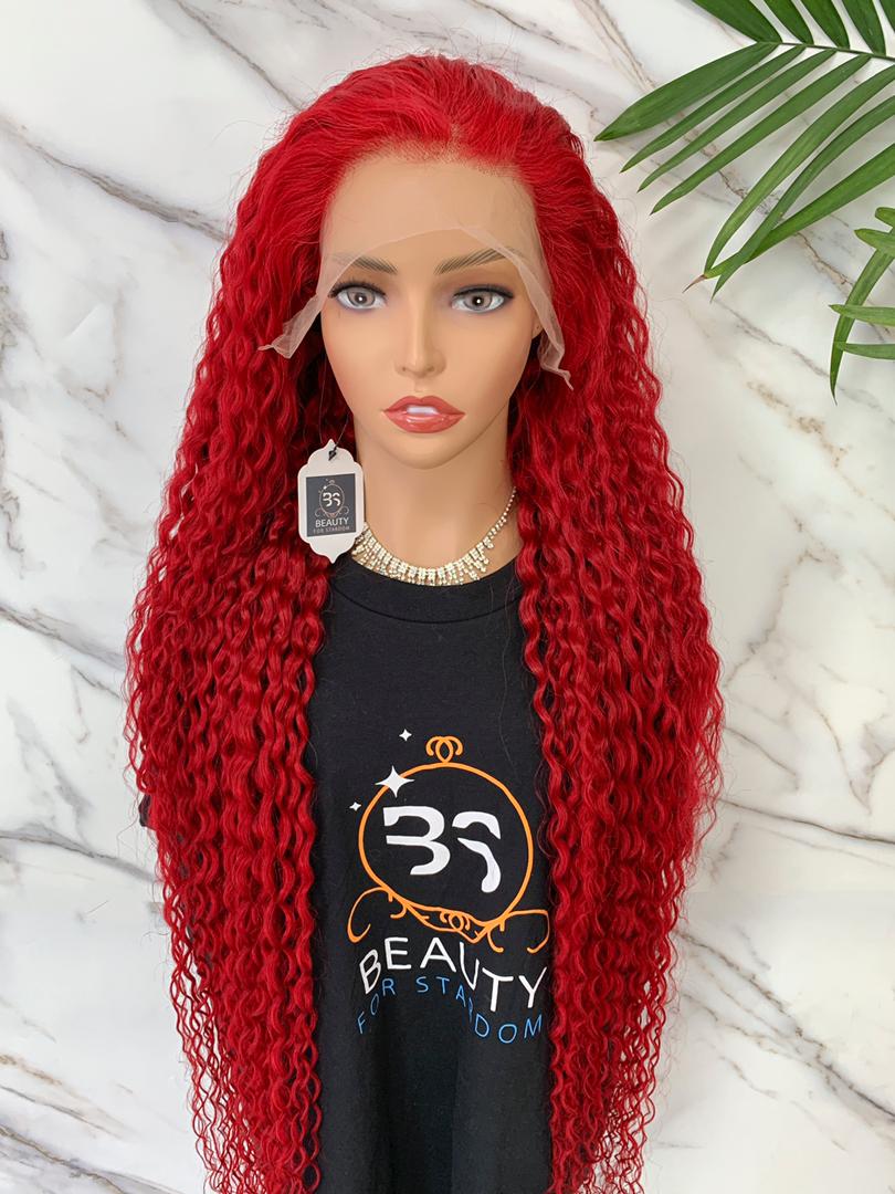 40inch natural Curly Lace Frontal Wig  99J Burgundy 13*4 Lace Frontal wig virgin human  hair