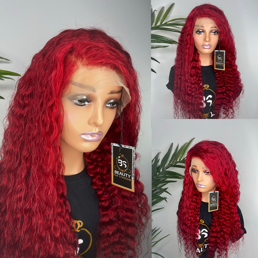 30inch 99j pineapple wave Transparent 13*4 Lace Frontal wig virgin hair
