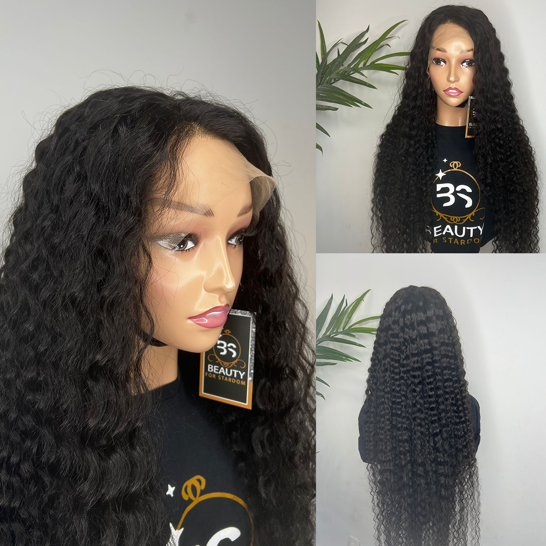 40inch Deep Curly Lace Frontal Wig Transparent 13*4 Lace Frontal wig virgin hair