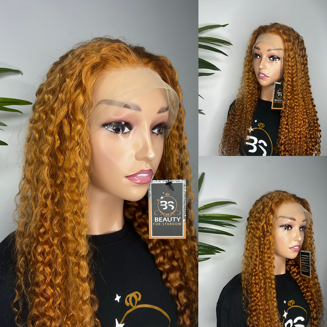 28inch Ginger natural wave Lace Frontal Wig Transparent 13*4 Lace Frontal wig virgin hair