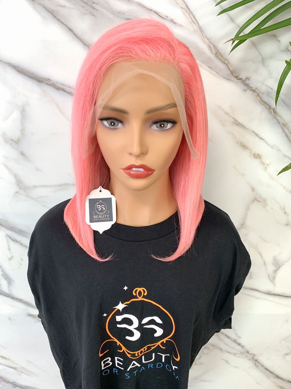 Pink Color Lace Frontal Bob 10inch13*4 Lace Frontal Wig