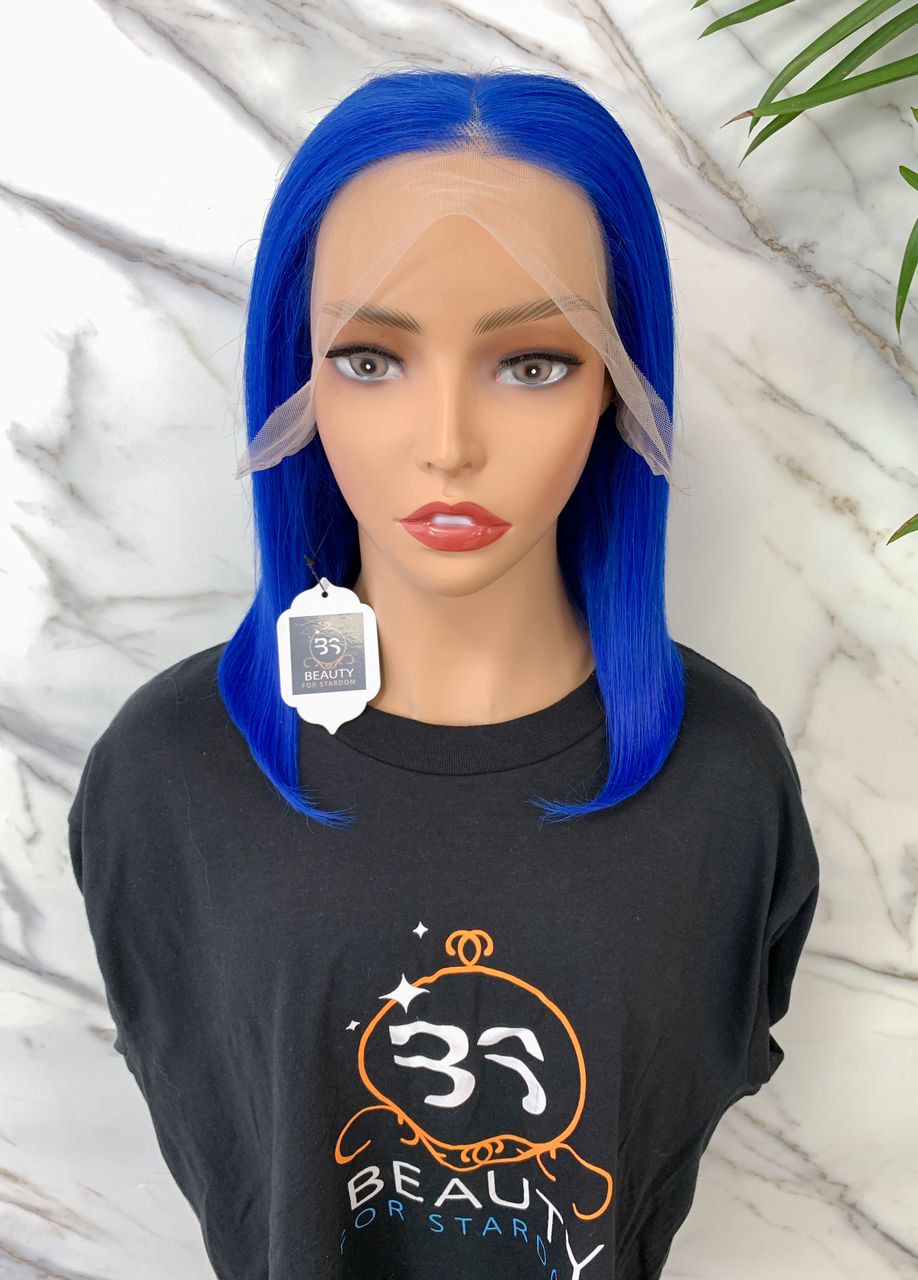 Blue Color Lace Frontal Bob 10inch13*4 Lace Frontal Wig