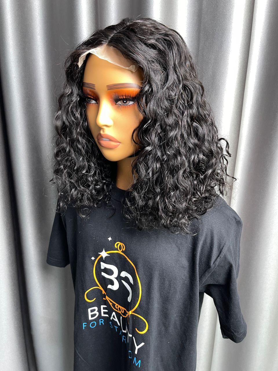 14″ Water Curly Wig  4*1 T Lace Closure Wig