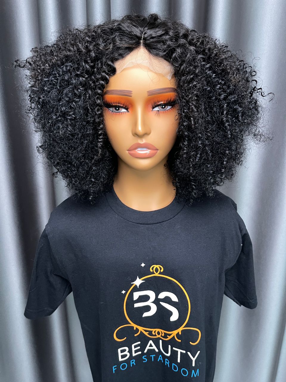 14″ Kinky Curly 4*1 T Lace Closure Wig